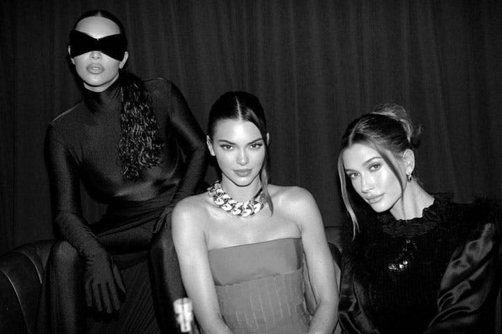 Kim Kardashian, Kendall Jenner & Hailey Bieber at the Met Gala After party.  