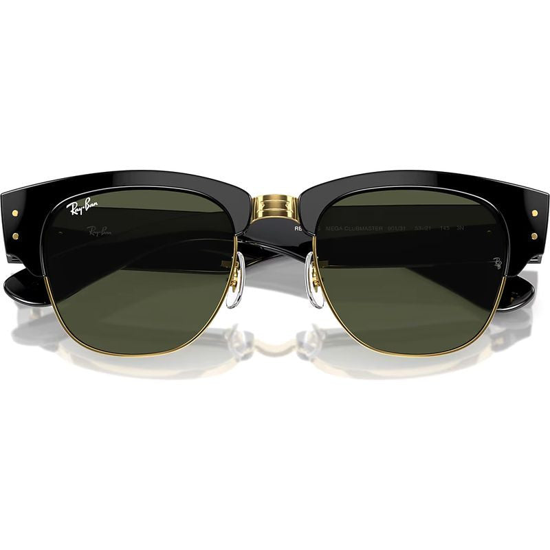 Mega Clubmaster RB0316S, Black on Arista/Green Glass Lenses 50 Eye Size