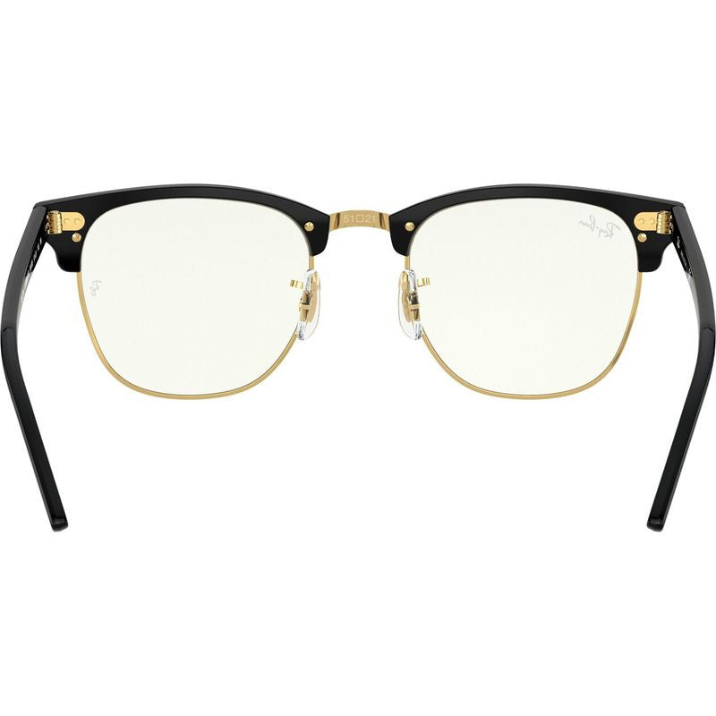 Clubmaster Classic RB3016, Black/Clear Blue Light Lenses 51 Eye Size