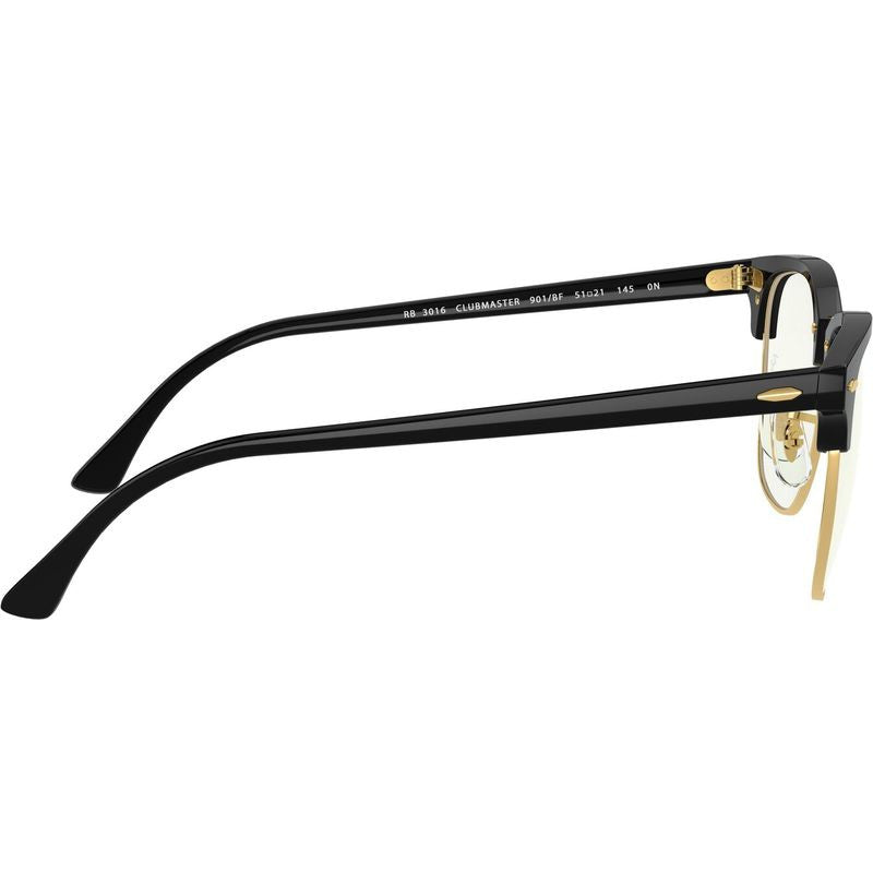 Clubmaster Classic RB3016, Black/Clear Blue Light Lenses 51 Eye Size