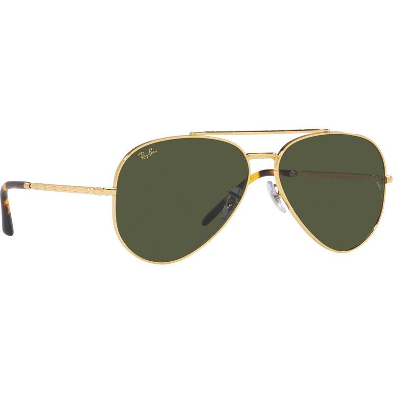 New Aviator RB3625, Legend Gold/Green Glass Lenses 55 Eye Size