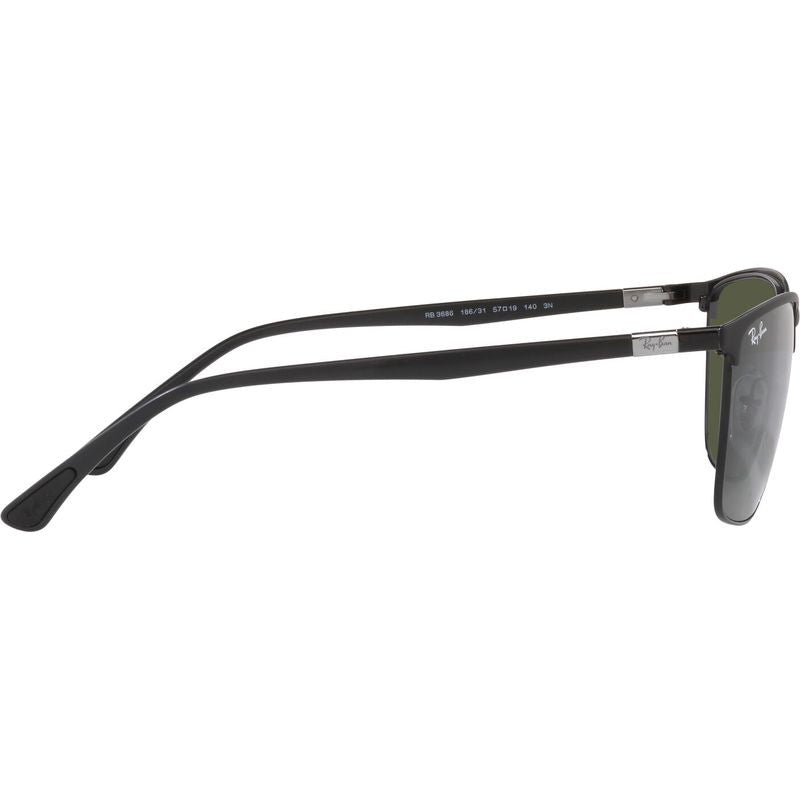 RB3686, Matte Black and Black/Green Glass Lenses