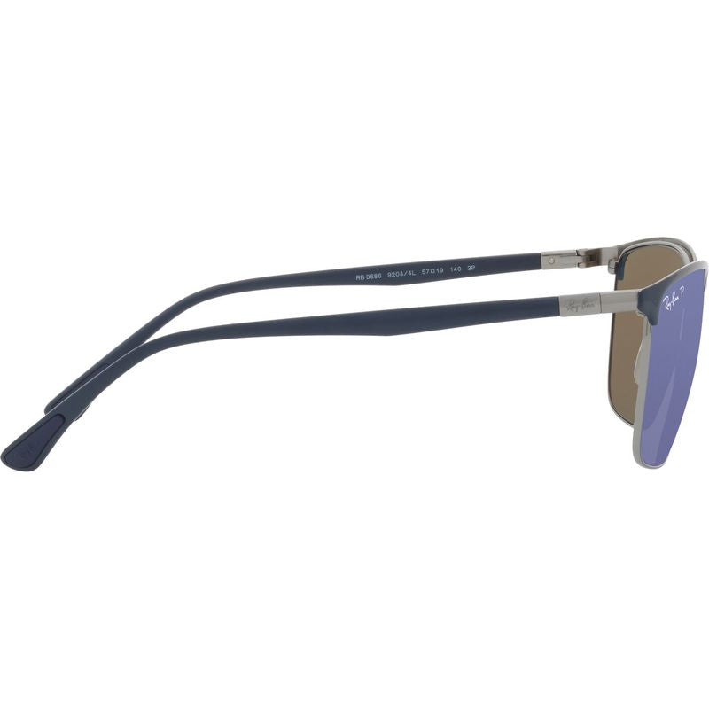 RB3686, Blue on Gunmetal/Blue Mirror Polarised Glass Lenses