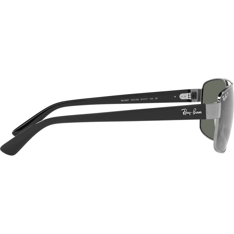 RB3687, Gunmetal/Green Polarised Glass Lenses 61 Eye Size