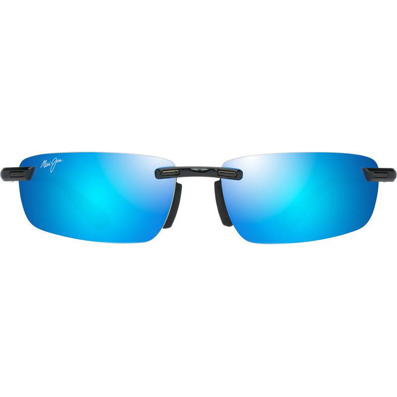 'Ilikou, Shiny Black with Blue/Blue Hawaii Polarised Lenses