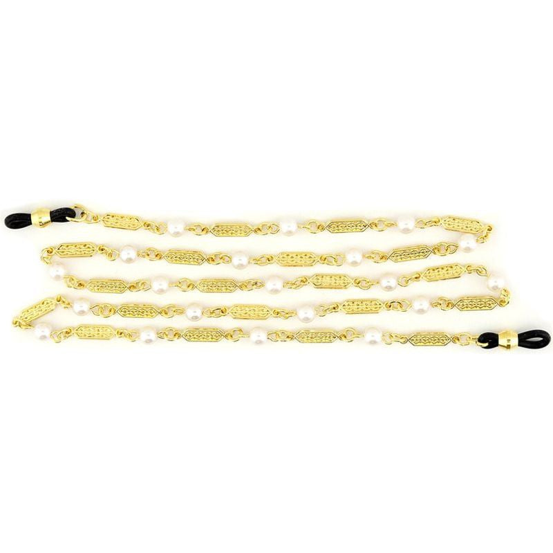 Scroll Pearl Chain, Gold/Pearl
