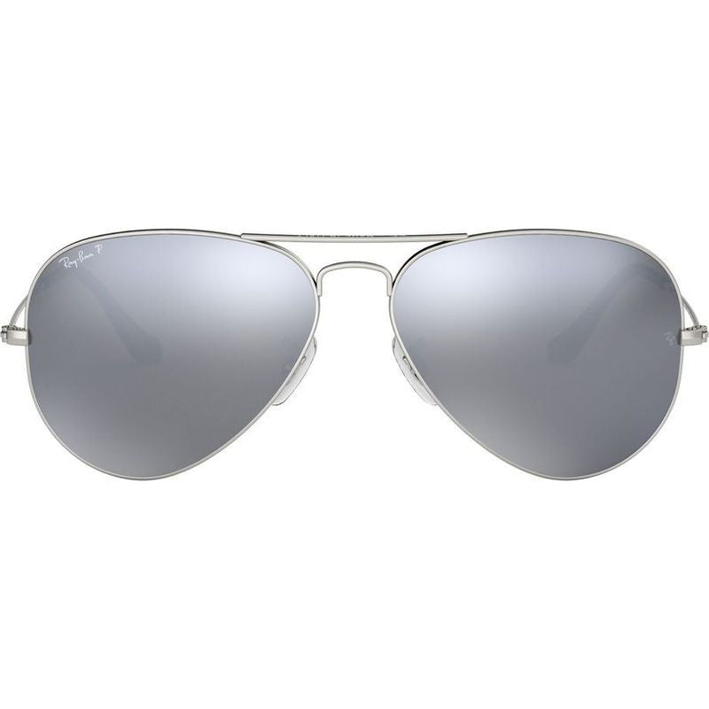 Aviator Classic RB3025, Silver/Dark Grey Mirror Glass Polarised Lenses 58 Eye Size