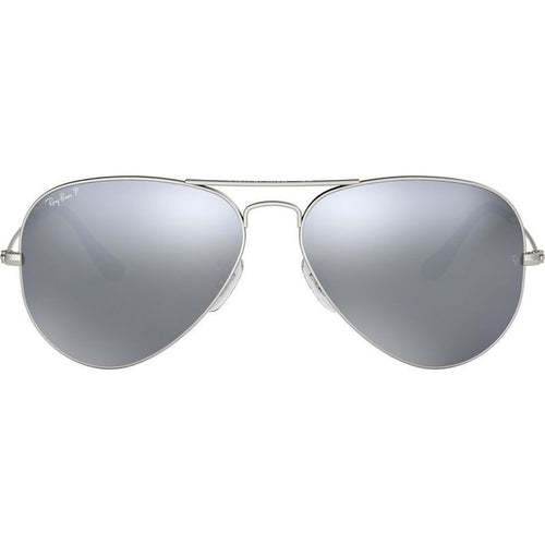 Aviator Classic RB3025, Silver/Dark Grey Mirror Glass Polarised Lenses 58 Eye Size