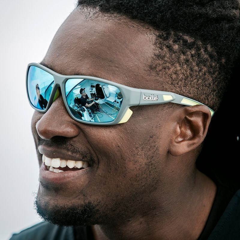 Airfin, Matte Grey and Acid/Sky Blue Polarised Lenses