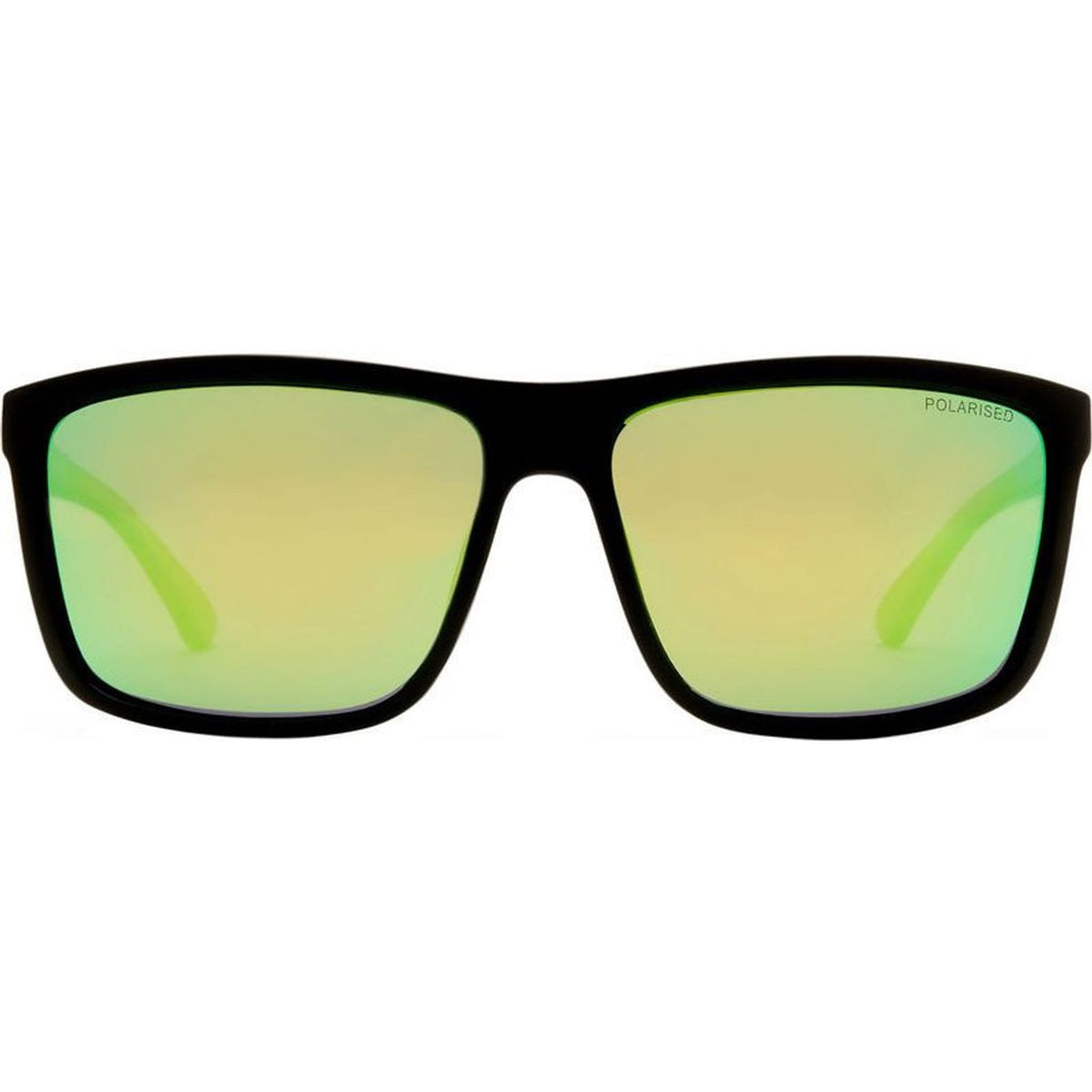 Arltunga, Matte Black and Neon Green/Green Mirror Polarised Lenses