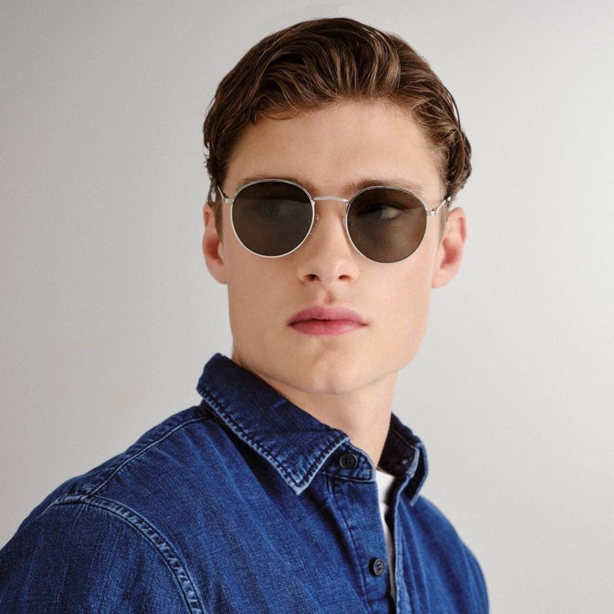 Enviro Round Metal, Silver and Black/Khaki Polarised Lenses