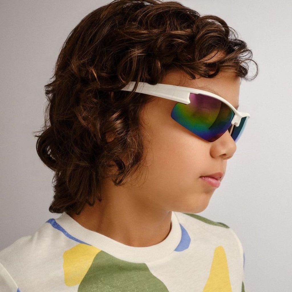 Armadillo - Kids, White and Grey/Rainbow Mirror Lenses