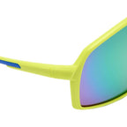 Outfield Shield, Neon Green and Cobalt Blue/Rainbow Mirror Polarised Lenses