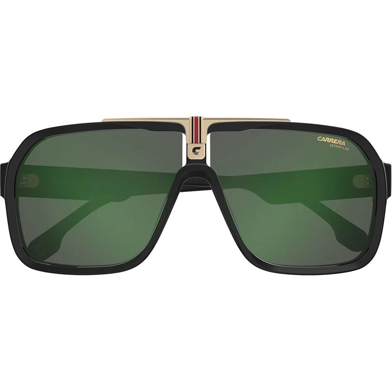 Carrera 1014/N/S Matte Black and Gold Green Mirror Polarised Front