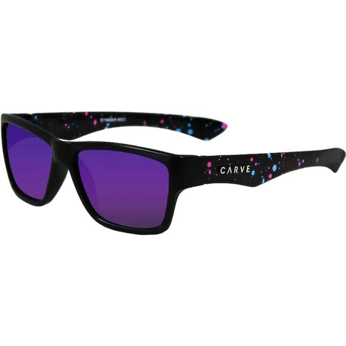 Stinger, Matte Black Printed/Purple Mirror Lenses