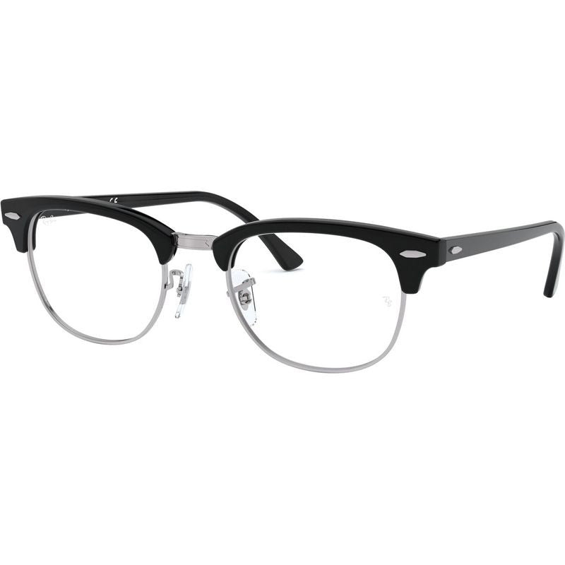 Clubmaster RX5154, Black on Silver/Clear Lenses