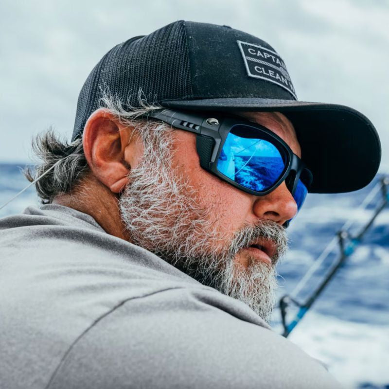 King Tide 8, Black Pearl/Blue Mirror 580g Polarised Glass Lenses