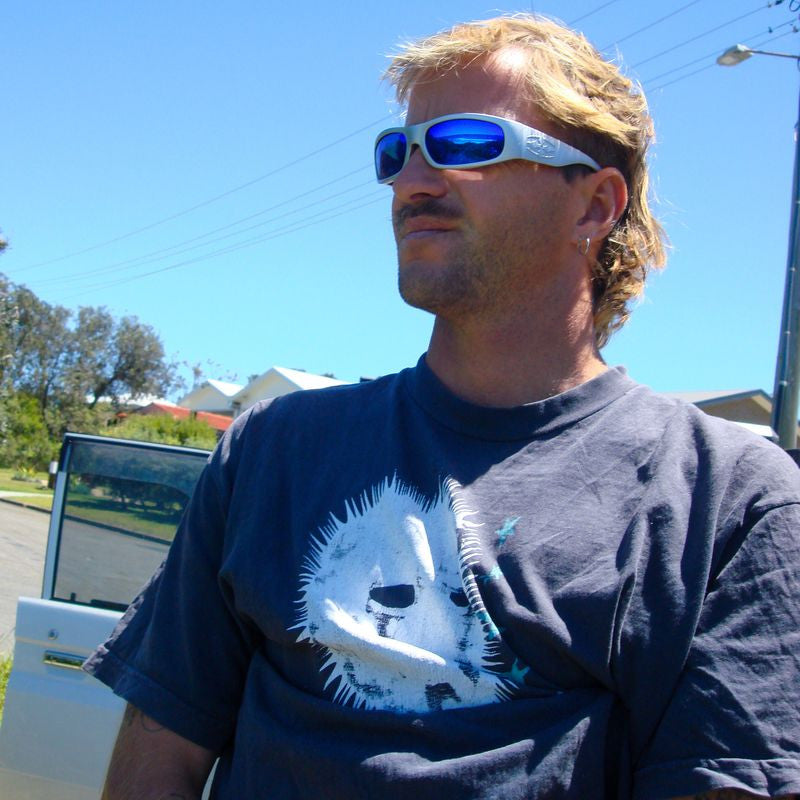 Parasite, Matte Chrome/Blue Mirror Polarised Lenses