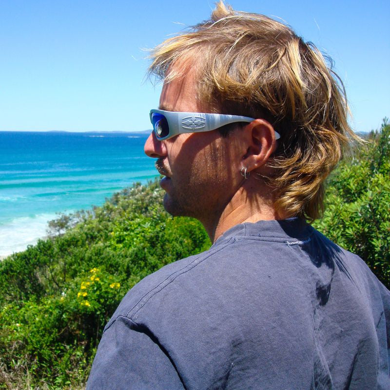 Parasite, Matte Chrome/Blue Mirror Polarised Lenses