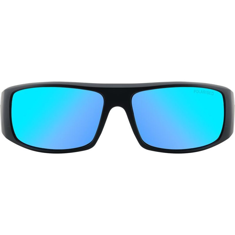 Sharky, Satin Black/Ice Blue Mirror Polarised Lenses