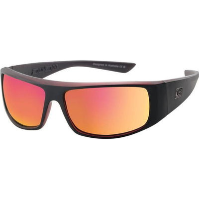 Sharky, Satin Black and Crystal Red/Red Mirror Polarised Lenses
