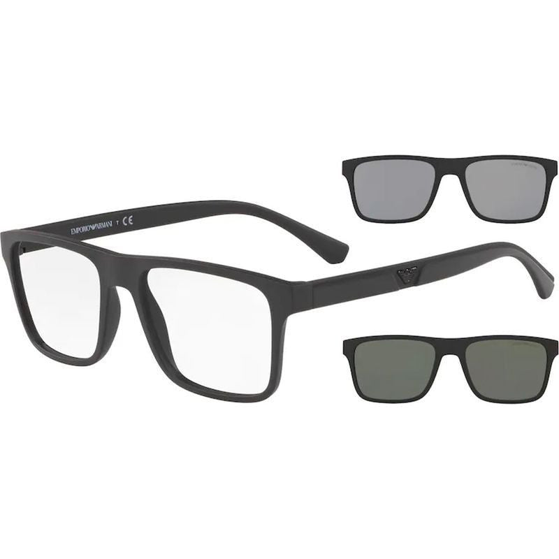 EA4115, Matte Black/Clear plus Dark Grey and Light Grey Lenses 52 Eye Size