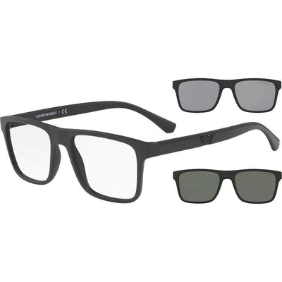 EA4115, Matte Black/Clear plus Dark Grey and Light Grey Lenses 52 Eye Size