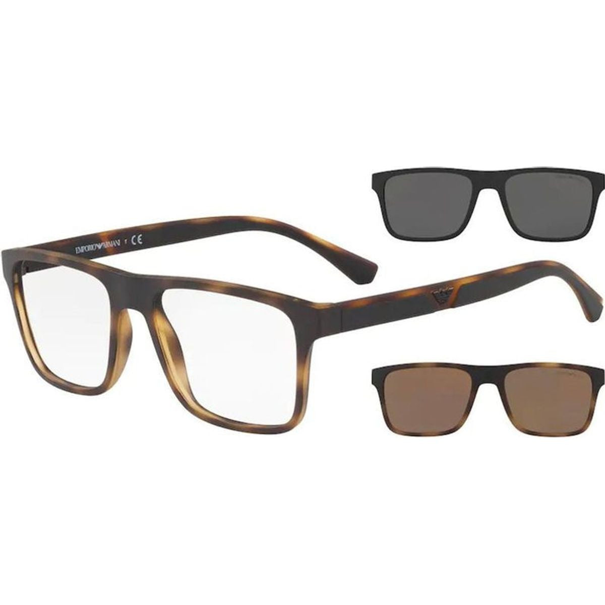 EA4115, Matte Havana/Clear plus Grey and Brown Lenses