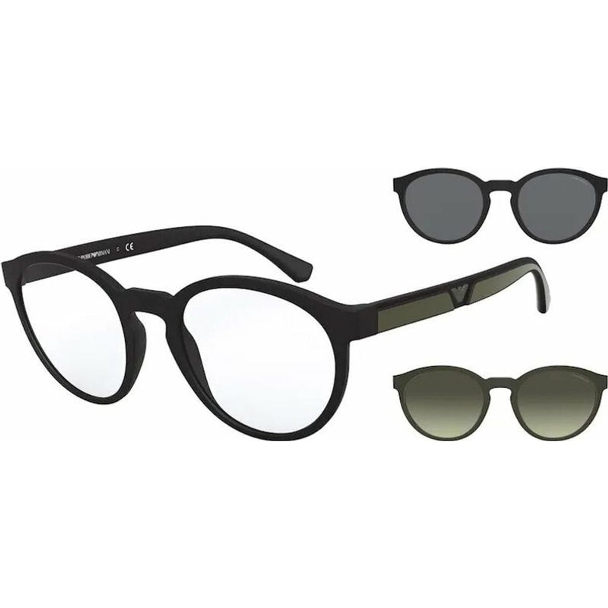 EA4152, Matte Black/Clear plus Grey and Green Gradient Lenses