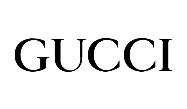 Gucci logo in black on a white background