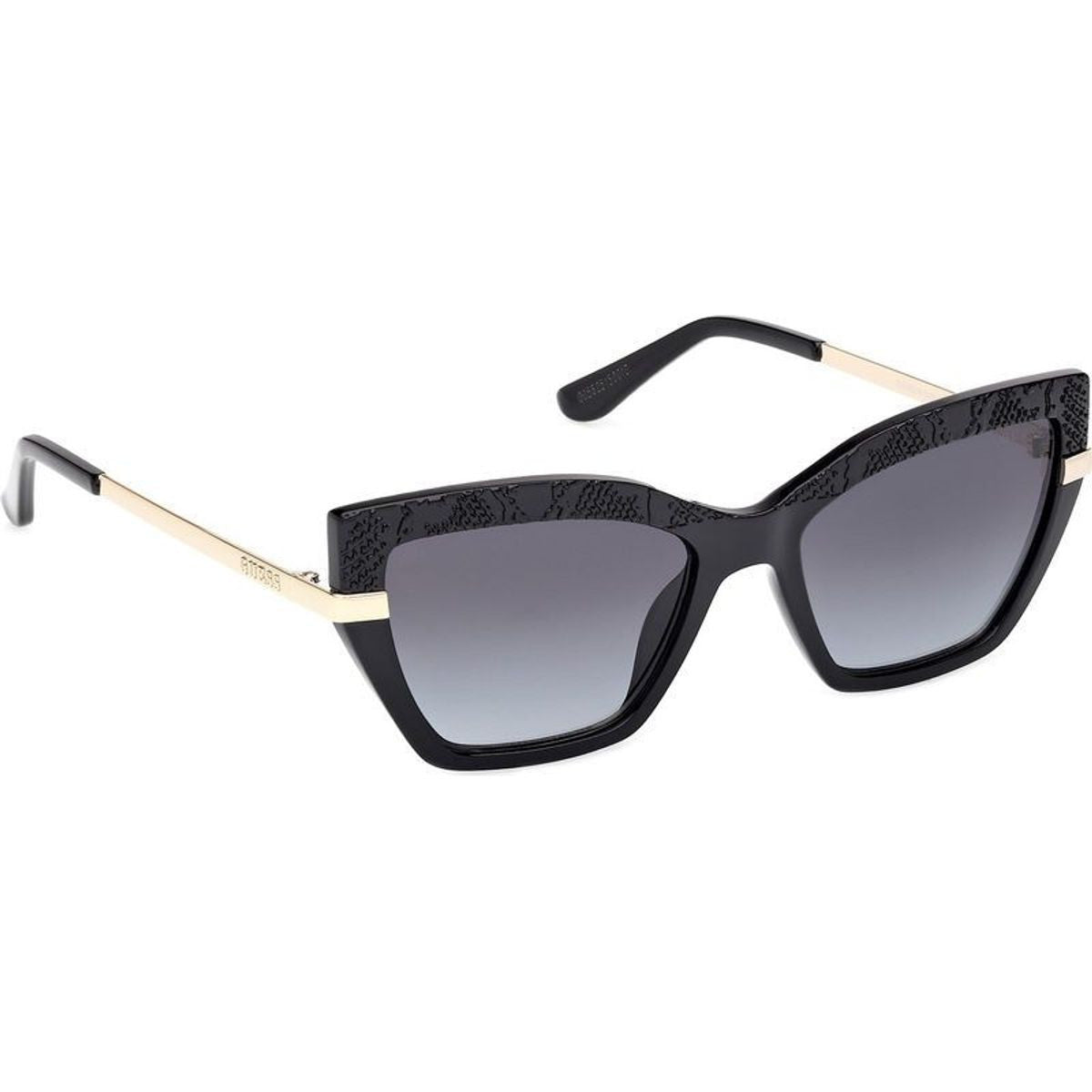 GU00216, Shiny Black and Pale Gold/Smoke Gradient Lenses