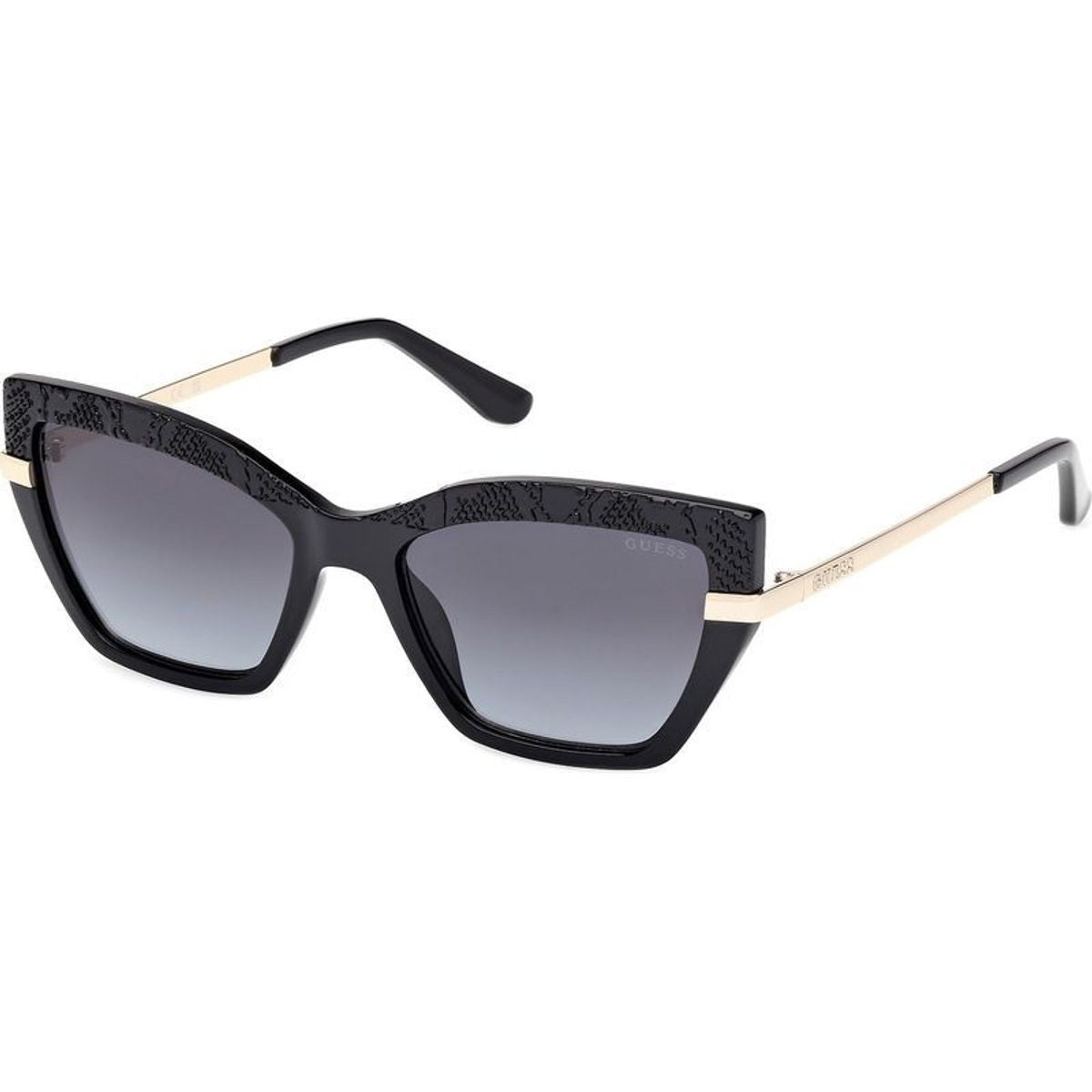 GU00216, Shiny Black and Pale Gold/Smoke Gradient Lenses