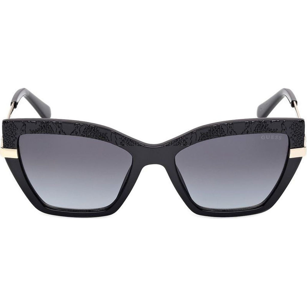 GU00216, Shiny Black and Pale Gold/Smoke Gradient Lenses