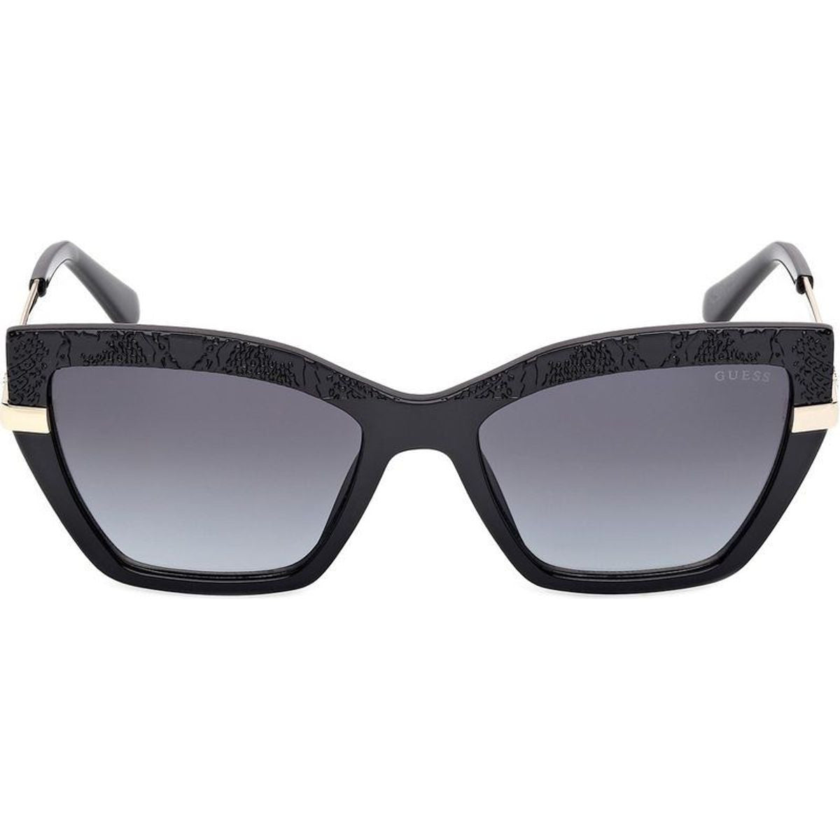 GU00216, Shiny Black and Pale Gold/Smoke Gradient Lenses