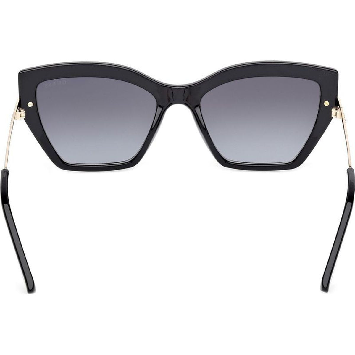 GU00216, Shiny Black and Pale Gold/Smoke Gradient Lenses