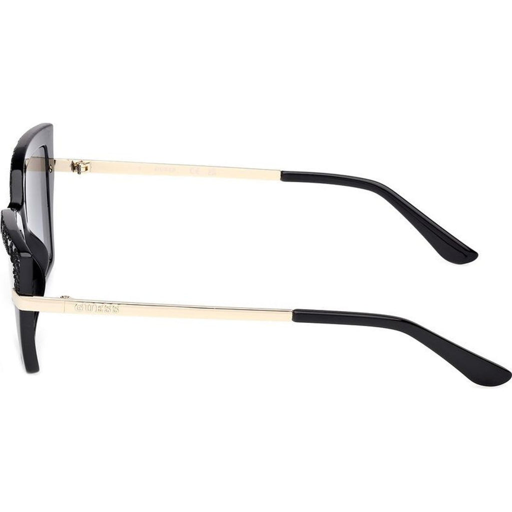 GU00216, Shiny Black and Pale Gold/Smoke Gradient Lenses