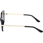 GU00216, Shiny Black and Pale Gold/Smoke Gradient Lenses
