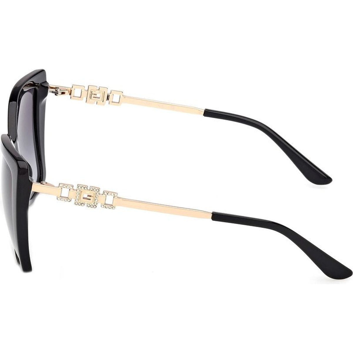 GU00266, Shiny Black and Deep Gold/Smoke Gradient Lenses