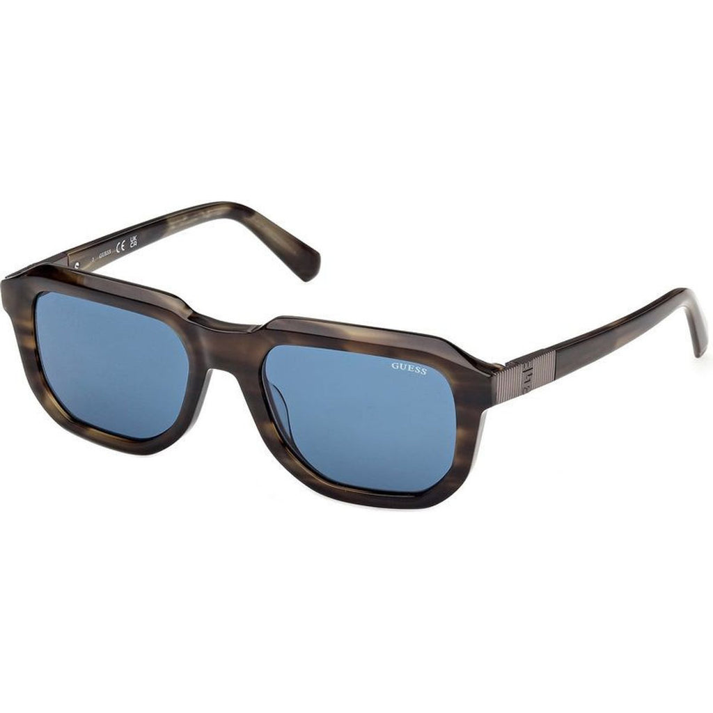 GU00278, Dark Green and Horn/Blue Lenses