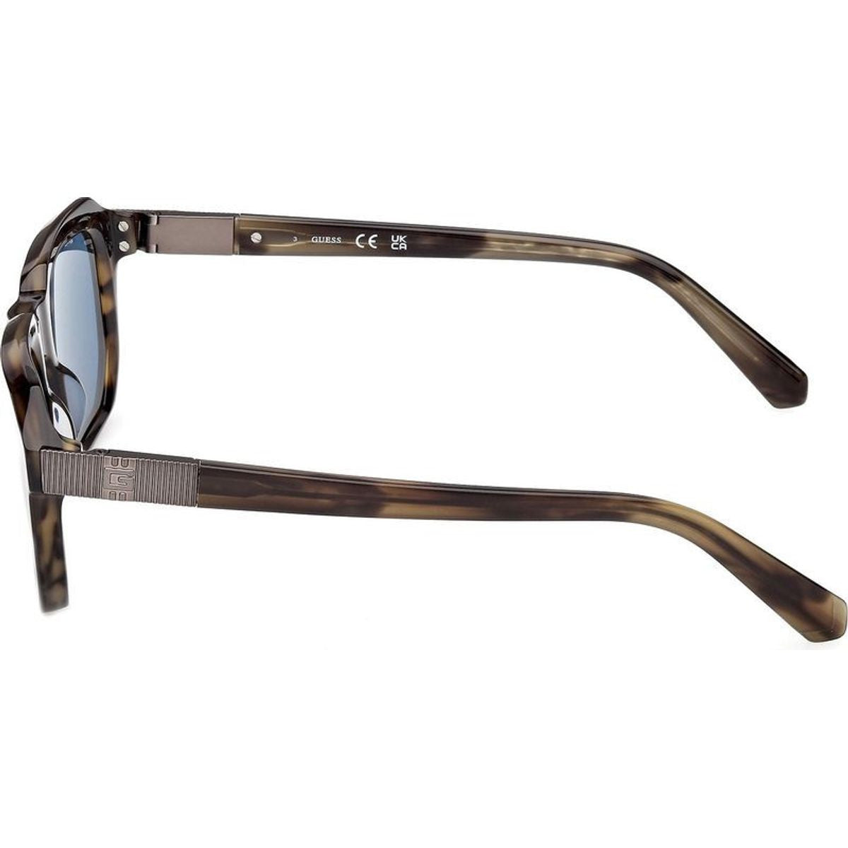 GU00278, Dark Green and Horn/Blue Lenses