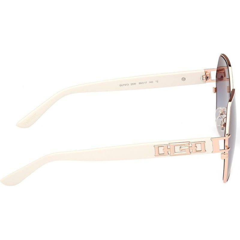 GU7913, Ivory and Rose Gold/Blue Gradient Lenses
