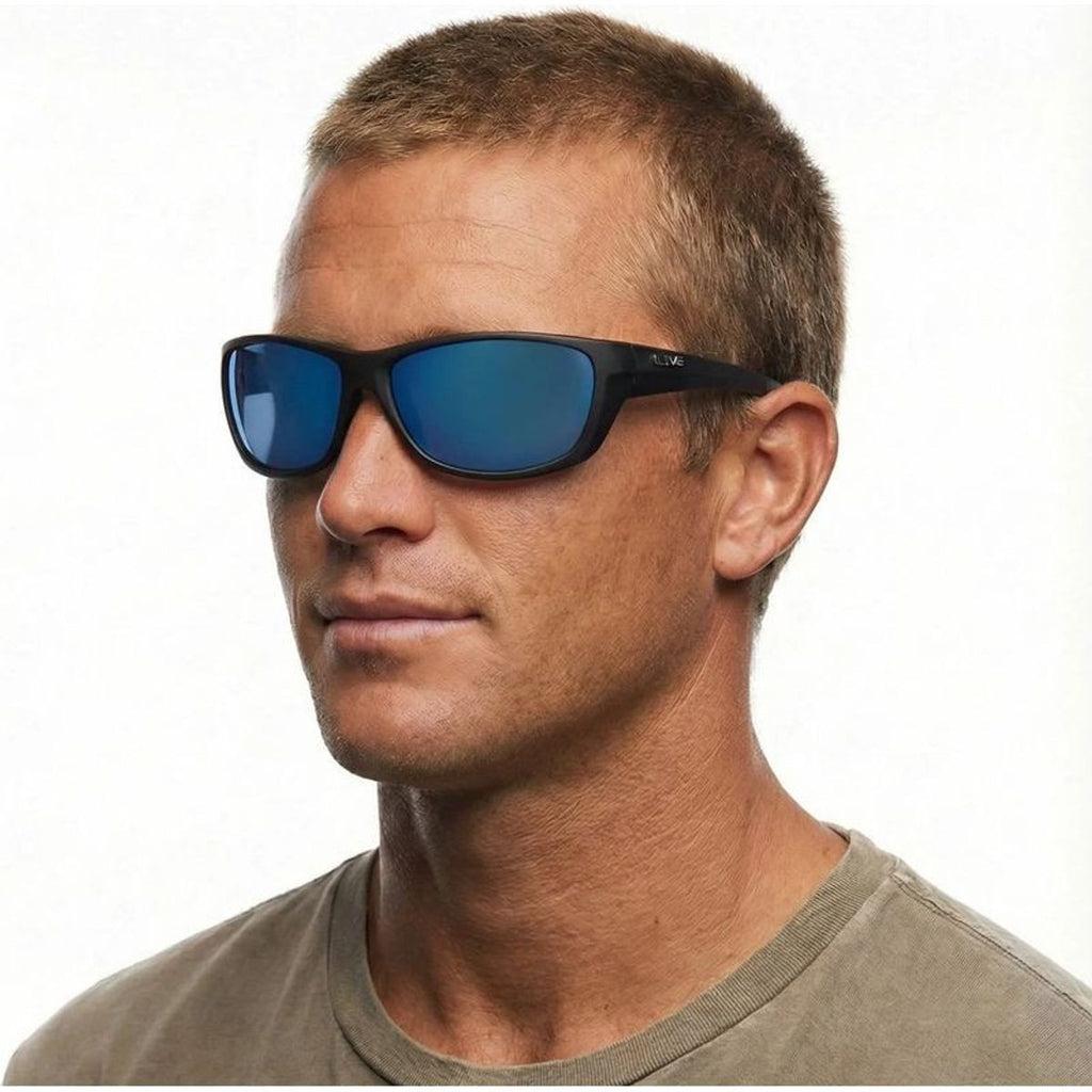 Whiting, Matte Black/Blue Mirror Polarised Lenses