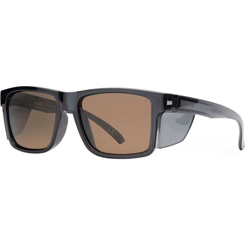 Liive Tradie X Safety Xtal Smoke Brown Polarised Angle