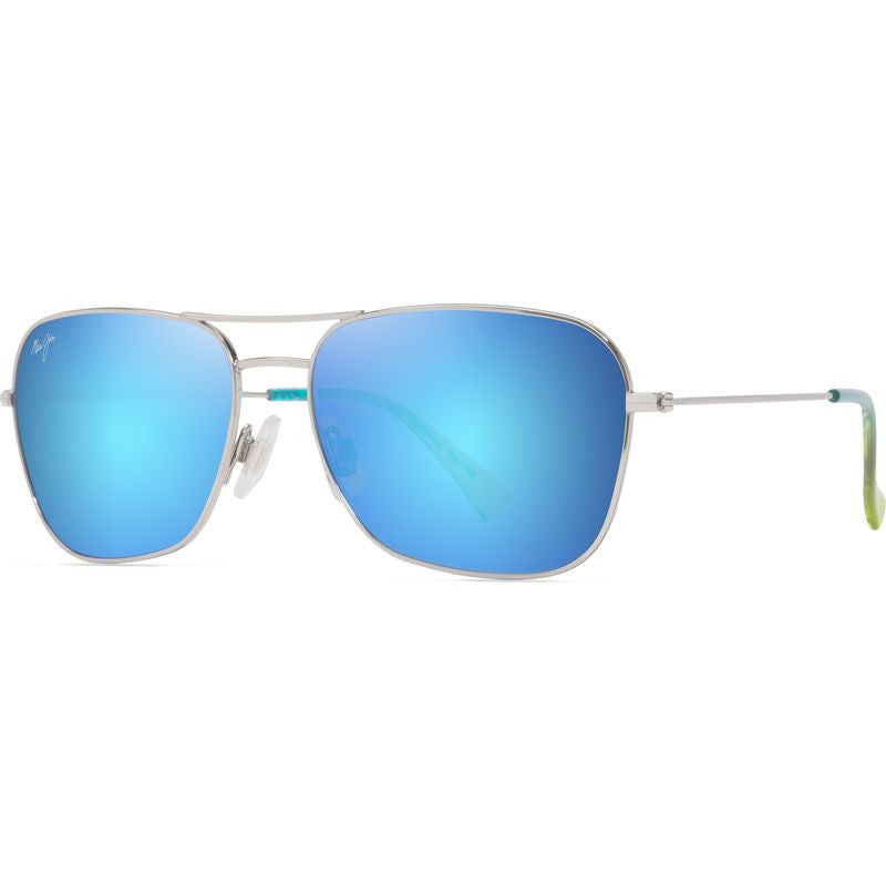 Na'auao, Shiny Silver/Blue Hawaii Polarised Lenses