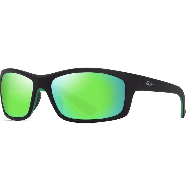 Kanaio Coast, Matte Black and Green/Maui Green Mirror Polarised Glass Lenses