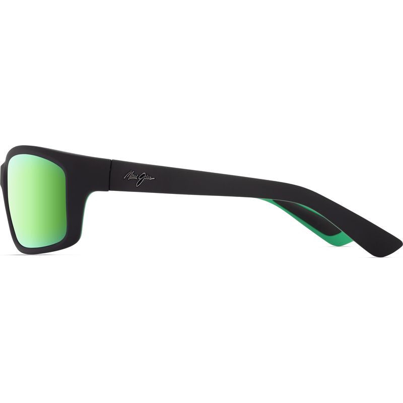 Kanaio Coast, Matte Black and Green/Maui Green Mirror Polarised Glass Lenses
