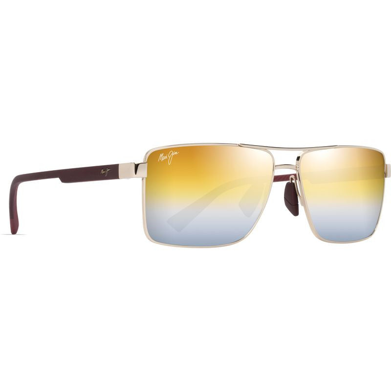 Piha, Shiny Gold and Burgundy/Gold Silver Gradient Mirror Polarised Glass Lenses