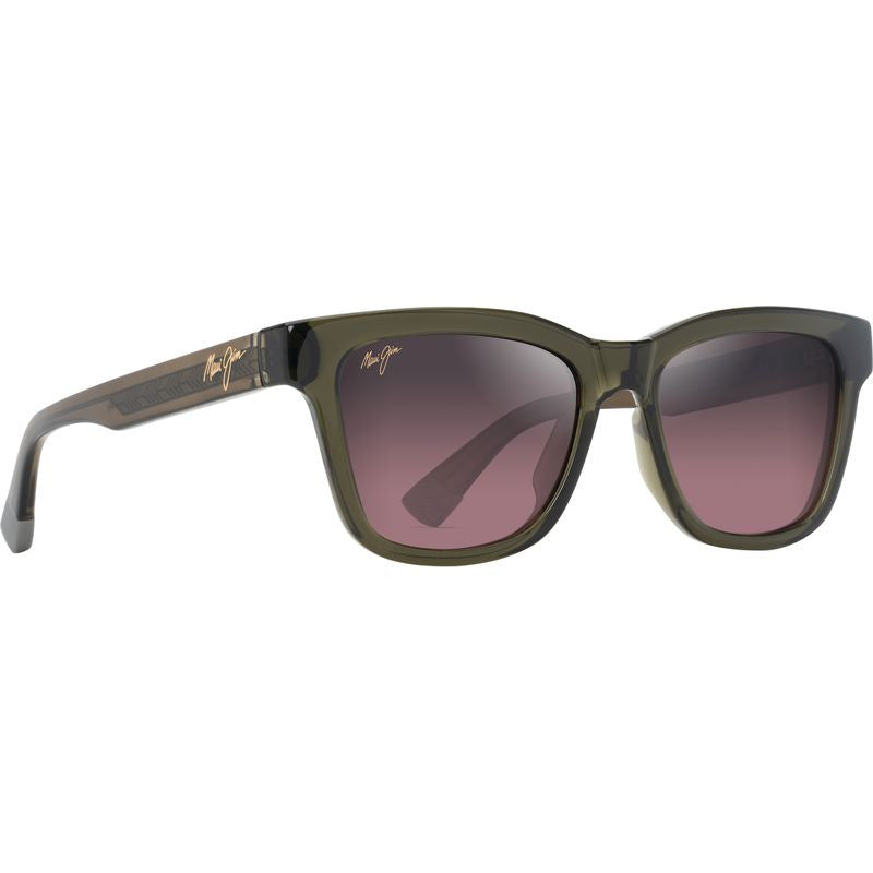 Hanohano, Shiny Transparent Green/Maui Rose Polarised Glass Lenses