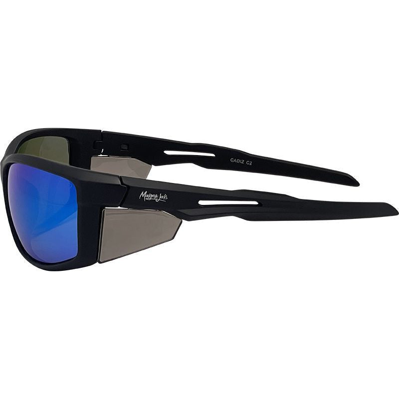 Cadiz, Matte Black/Blue Mirror Polarised Lenses