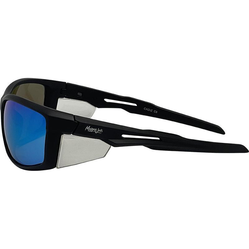 Cadiz, Matte Black/Ice Blue Mirror Polarised Lenses